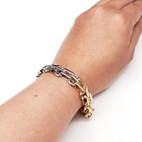 2 Tone Silver and Gold Plated Necklace and Bracelet - Picture 14 of 16